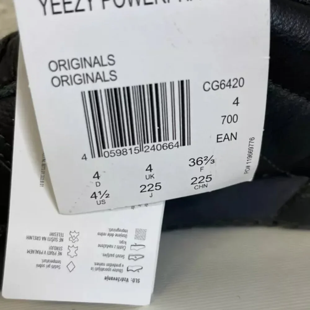 Adidas Yeezy Powerphase Calabasas Core Black Leather Sneaker Low Top Mens 4.5 US